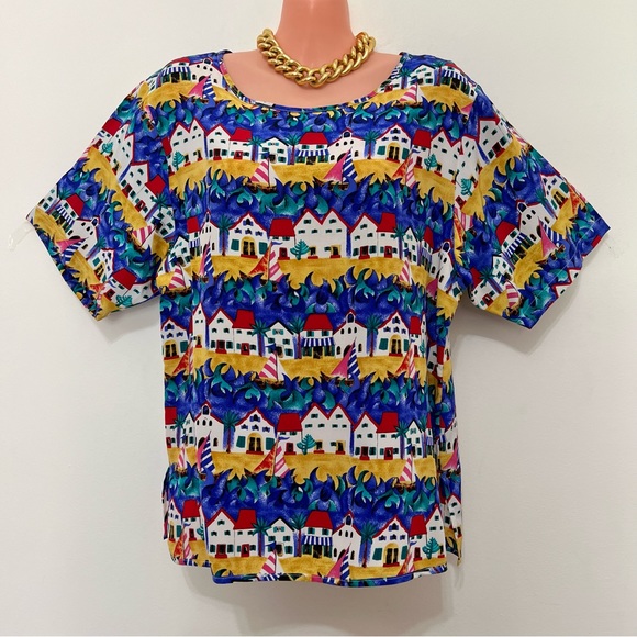 Vintage Doncaster Short Sleeve Silk Blouse Wearable Wallpaper - Picture 1 of 7